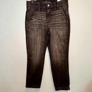 White House Black Market High Rise Straight Crop Black Denim Jeans Size 8